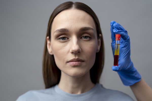 Woman Holding a PRP Vial